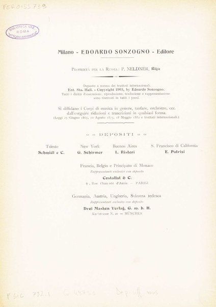 Siberia : dramma in tre atti di Luigi Illica / musica di Umberto Giordano ; riduzione per canto e pianoforte di Raffaele Delli Ponti