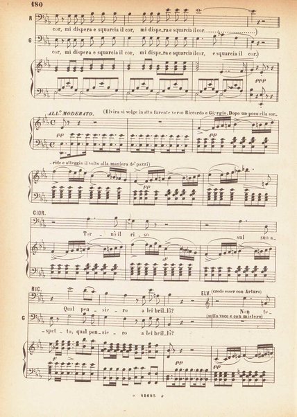 I Puritani : Melodramma serio in tre parti ; �Libretto� del conte Carlo Pepoli. �Musica di Vincenzo Bellini�. Opera completa per canto e pf