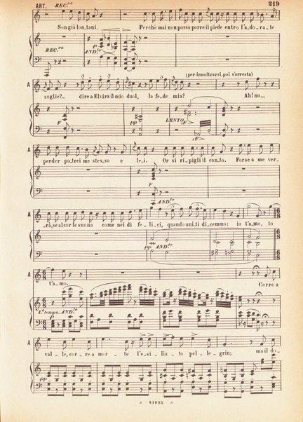 I Puritani : Melodramma serio in tre parti ; �Libretto� del conte Carlo Pepoli. �Musica di Vincenzo Bellini�. Opera completa per canto e pf