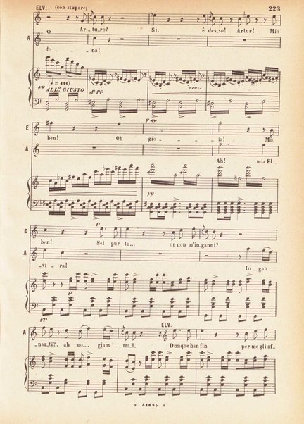 I Puritani : Melodramma serio in tre parti ; �Libretto� del conte Carlo Pepoli. �Musica di Vincenzo Bellini�. Opera completa per canto e pf