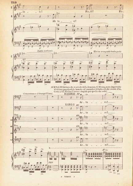 I Puritani : Melodramma serio in tre parti ; �Libretto� del conte Carlo Pepoli. �Musica di Vincenzo Bellini�. Opera completa per canto e pf