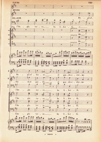 I Puritani : Melodramma serio in tre parti ; �Libretto� del conte Carlo Pepoli. �Musica di Vincenzo Bellini�. Opera completa per canto e pf