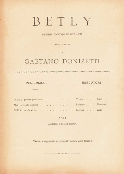 Betly : dramma giocoso / G. Donizetti