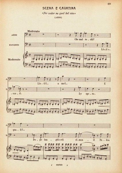 Parisina : tragedia lirica in tre atti di Felice Romani / G. Donizetti ; opera completa per canto e pianoforte