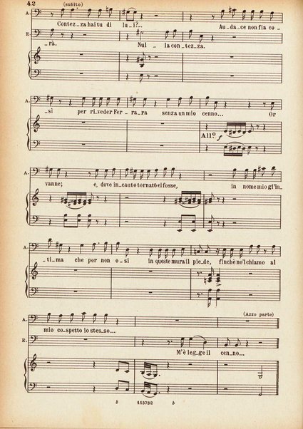 Parisina : tragedia lirica in tre atti di Felice Romani / G. Donizetti ; opera completa per canto e pianoforte