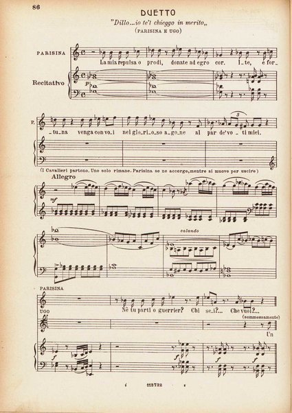 Parisina : tragedia lirica in tre atti di Felice Romani / G. Donizetti ; opera completa per canto e pianoforte