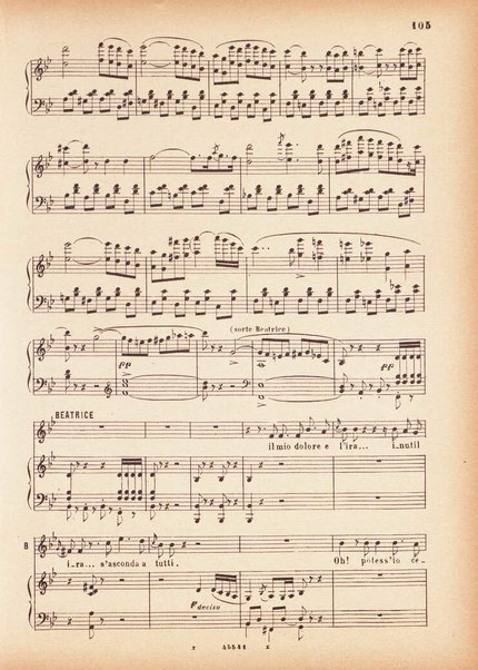 Beatrice di Tenda : tragedia lirica in due atti rappresentata per la prima volta al Teatro della Fenice in Venezia il 16 marzo 1833 : opera completa per canto e pianoforte / V. Bellini