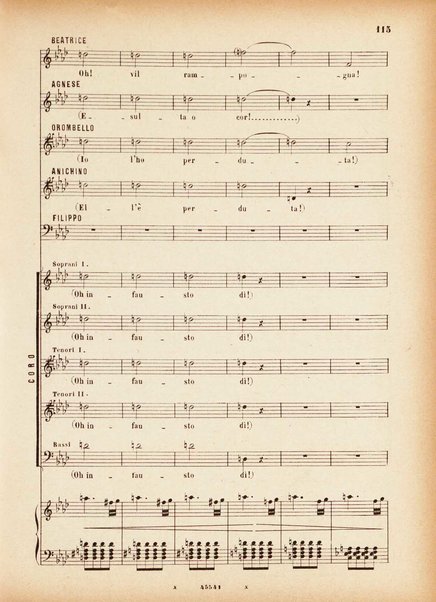 Beatrice di Tenda : tragedia lirica in due atti rappresentata per la prima volta al Teatro della Fenice in Venezia il 16 marzo 1833 : opera completa per canto e pianoforte / V. Bellini