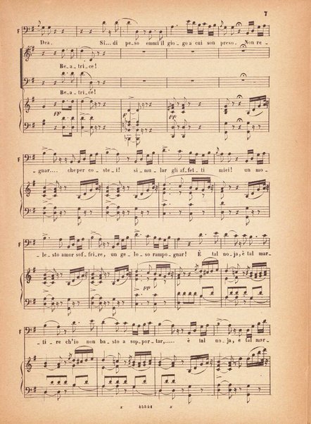 Beatrice di Tenda : tragedia lirica in due atti rappresentata per la prima volta al Teatro della Fenice in Venezia il 16 marzo 1833 : opera completa per canto e pianoforte / V. Bellini