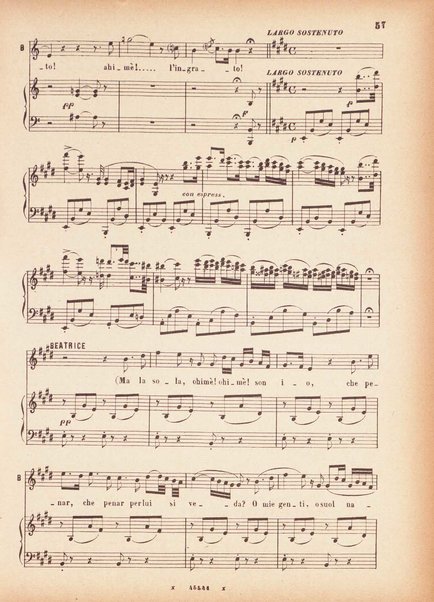 Beatrice di Tenda : tragedia lirica in due atti rappresentata per la prima volta al Teatro della Fenice in Venezia il 16 marzo 1833 : opera completa per canto e pianoforte / V. Bellini