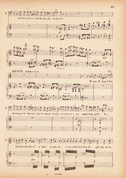 Beatrice di Tenda : tragedia lirica in due atti rappresentata per la prima volta al Teatro della Fenice in Venezia il 16 marzo 1833 : opera completa per canto e pianoforte / V. Bellini