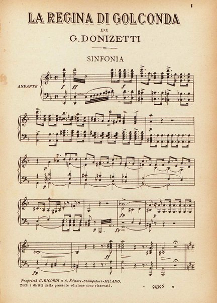 La regina di Golconda : opera semiseria in due atti di Felice Romani / [musica di! G. Donizetti