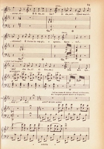 Il pirata / Vincenzo Bellini ; melodramma in due atti di Felice Romani ; edizione riveduta sulla partitura autografa esistente nella Biblioteca del R. Conservatorio di Musica di Napoli ; opera completa, canto e pianoforte