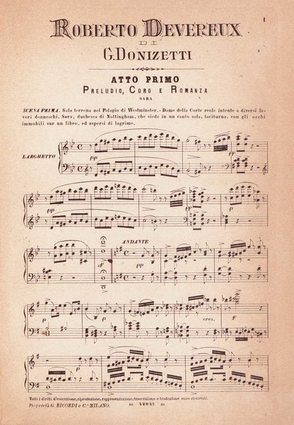 Roberto Devereux / G. Donizetti ; tragedia lirica in tre atti di Salvadore Cammarano