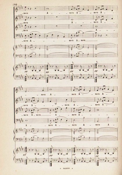 Messa solenne a quattro parti, soli e cori / Gioacchino Rossini ; riduzione per canto con accompagnamento di pianoforte ed harmonium ad libitum