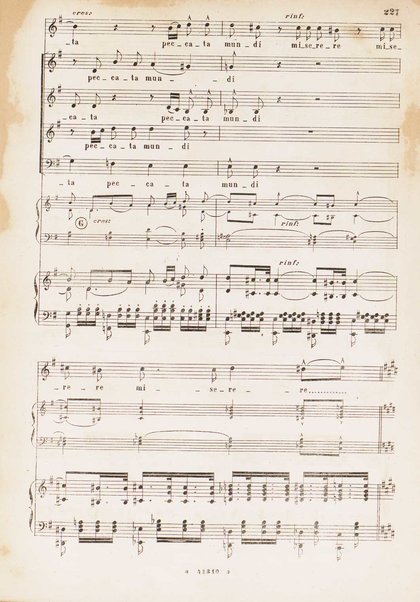 Messa solenne a quattro parti, soli e cori / Gioacchino Rossini ; riduzione per canto con accompagnamento di pianoforte ed harmonium ad libitum