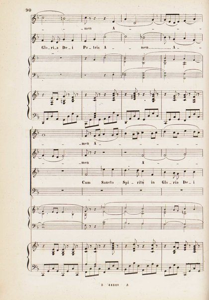 Messa solenne a quattro parti, soli e cori / Gioacchino Rossini ; riduzione per canto con accompagnamento di pianoforte ed harmonium ad libitum