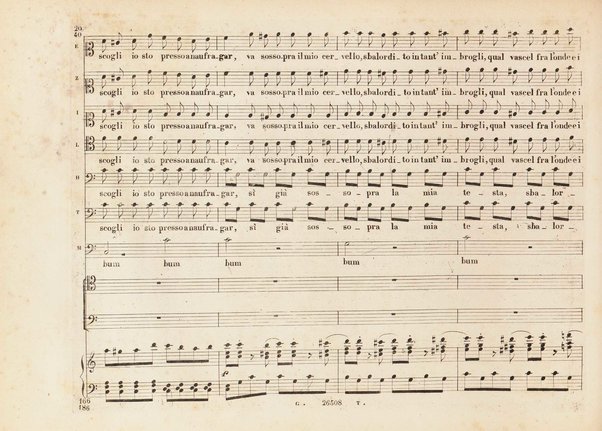 L' italiana in Algeri / melodramma giocoso in due atti di Angelo Anelli ; posto in musica da Gioachino Rossini ; riduzione per canto con accomp. di pianoforte di Luigi Truzzi