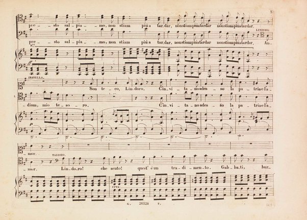 L' italiana in Algeri / melodramma giocoso in due atti di Angelo Anelli ; posto in musica da Gioachino Rossini ; riduzione per canto con accomp. di pianoforte di Luigi Truzzi