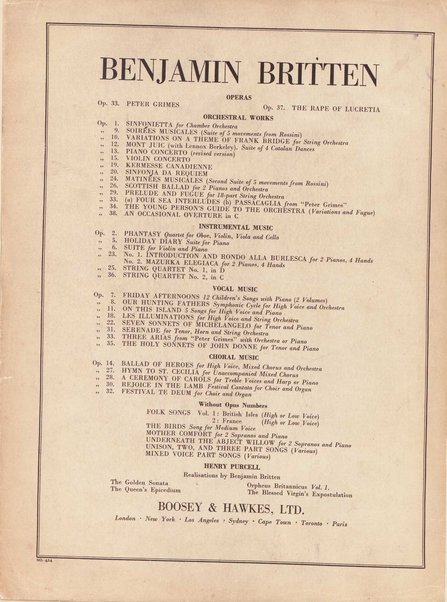 Albert Herring : a comic opera in three acts / Libretto freely adapted from a short story of Guy de Maupassant by Eric Crozier ; music by Benjamin Britten, op. 39