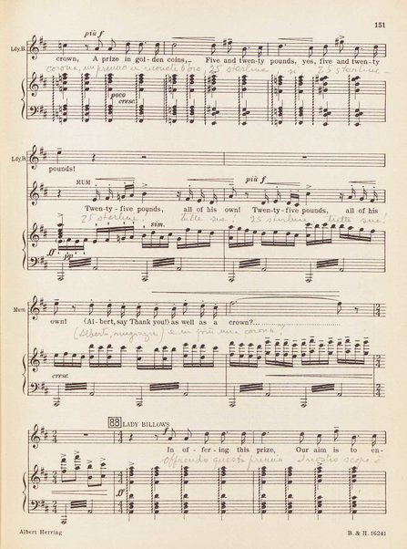 Albert Herring : a comic opera in three acts / Libretto freely adapted from a short story of Guy de Maupassant by Eric Crozier ; music by Benjamin Britten, op. 39