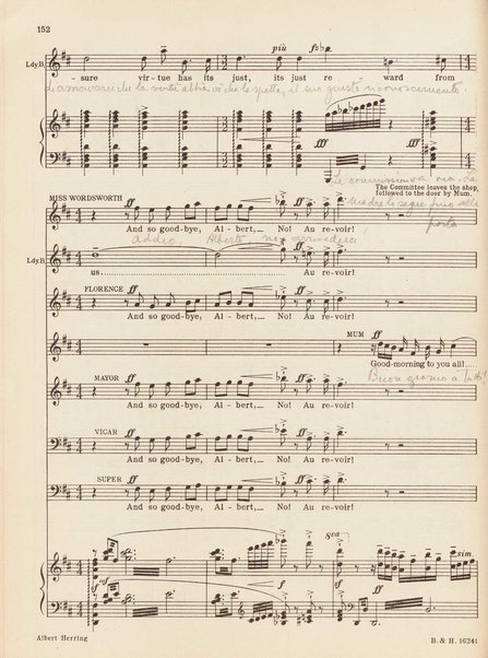 Albert Herring : a comic opera in three acts / Libretto freely adapted from a short story of Guy de Maupassant by Eric Crozier ; music by Benjamin Britten, op. 39