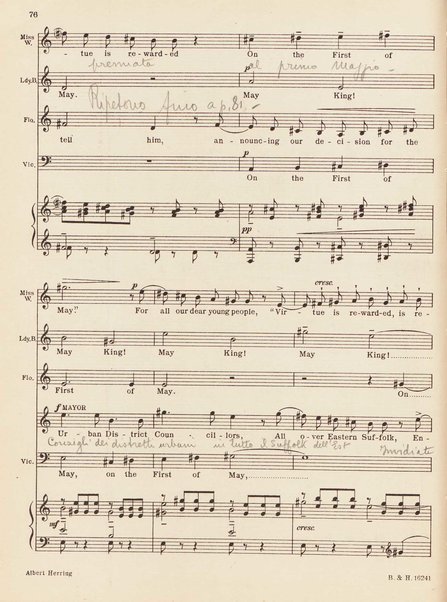 Albert Herring : a comic opera in three acts / Libretto freely adapted from a short story of Guy de Maupassant by Eric Crozier ; music by Benjamin Britten, op. 39