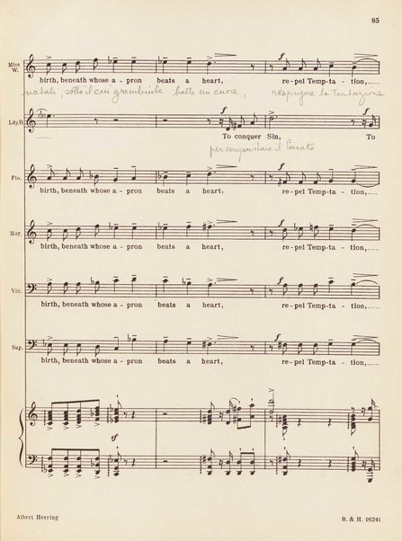 Albert Herring : a comic opera in three acts / Libretto freely adapted from a short story of Guy de Maupassant by Eric Crozier ; music by Benjamin Britten, op. 39