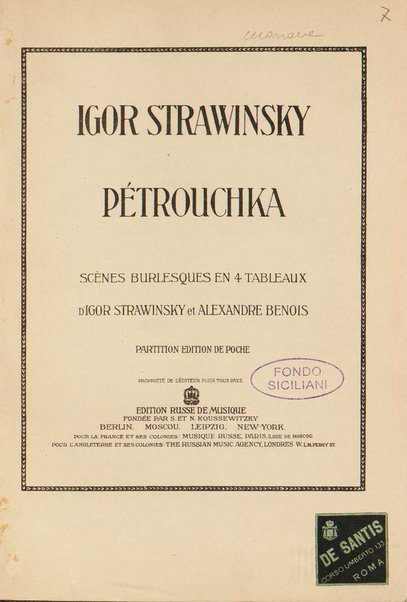 Pétrouchka : scènes burlesques en 4 tableaux / d'Igor Strawinsky et Alexandre Benois