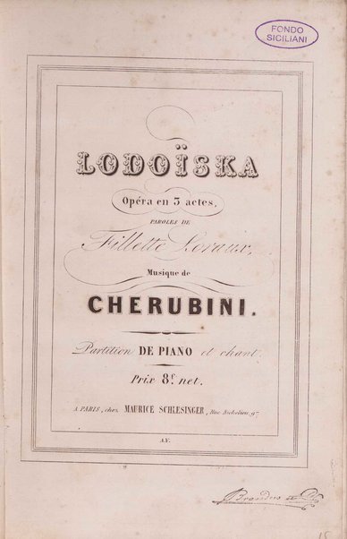 Lodoïska : Opéra en 3 actes / Paroles de Fillette Lovaux ; musique de Cherubini