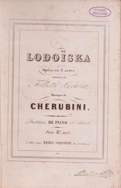 Lodoïska : Opéra en 3 actes / Paroles de Fillette Lovaux ; musique de Cherubini