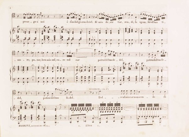 Guglielmo Tell : Melodramma tragico in 4 atti di Jouy ed Ippolito Bis / fatto italiano da Calisto Bassi ; posto in musica da Gioachino Rossini ; riduzione per canto con accomp. di pianoforte