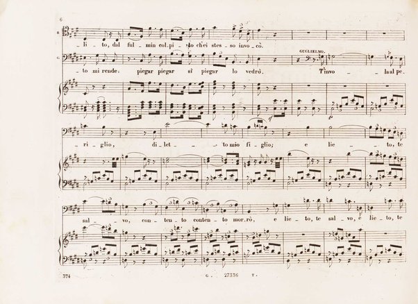Guglielmo Tell : Melodramma tragico in 4 atti di Jouy ed Ippolito Bis / fatto italiano da Calisto Bassi ; posto in musica da Gioachino Rossini ; riduzione per canto con accomp. di pianoforte