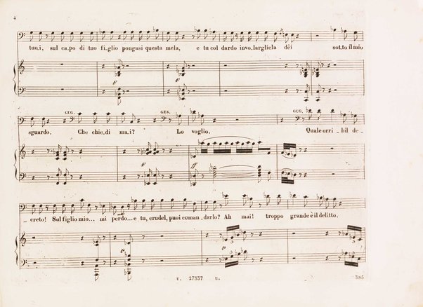 Guglielmo Tell : Melodramma tragico in 4 atti di Jouy ed Ippolito Bis / fatto italiano da Calisto Bassi ; posto in musica da Gioachino Rossini ; riduzione per canto con accomp. di pianoforte