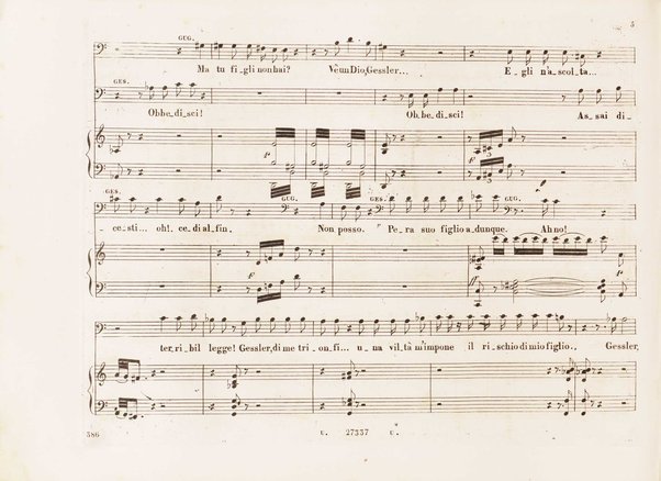 Guglielmo Tell : Melodramma tragico in 4 atti di Jouy ed Ippolito Bis / fatto italiano da Calisto Bassi ; posto in musica da Gioachino Rossini ; riduzione per canto con accomp. di pianoforte