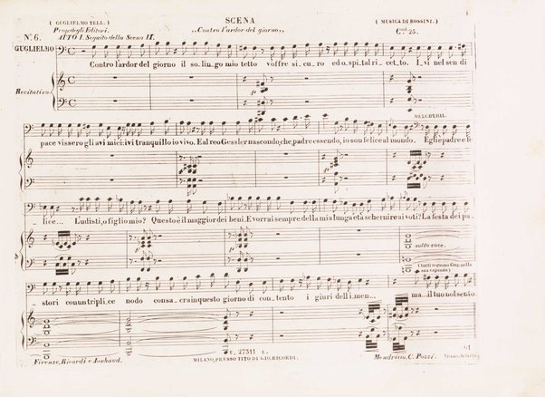 Guglielmo Tell : Melodramma tragico in 4 atti di Jouy ed Ippolito Bis / fatto italiano da Calisto Bassi ; posto in musica da Gioachino Rossini ; riduzione per canto con accomp. di pianoforte