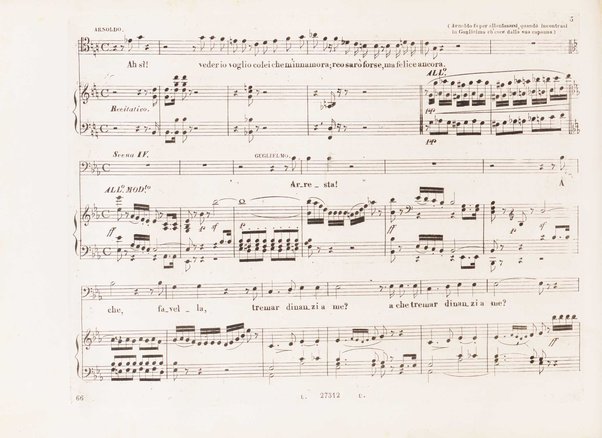 Guglielmo Tell : Melodramma tragico in 4 atti di Jouy ed Ippolito Bis / fatto italiano da Calisto Bassi ; posto in musica da Gioachino Rossini ; riduzione per canto con accomp. di pianoforte