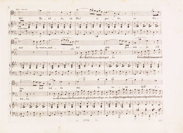Guglielmo Tell : Melodramma tragico in 4 atti di Jouy ed Ippolito Bis / fatto italiano da Calisto Bassi ; posto in musica da Gioachino Rossini ; riduzione per canto con accomp. di pianoforte
