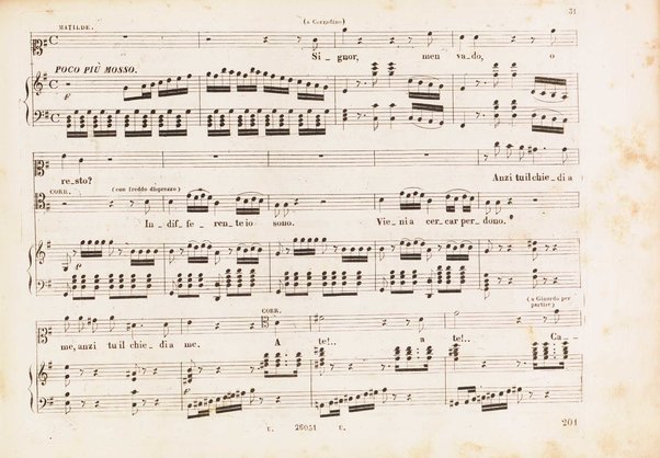 Matilde di Shabran : ossia Bellezza e cuor di ferro : Melodramma giocoso in due atti / di Giacomo Ferretti ; posto in musica da Gioachino Rossini