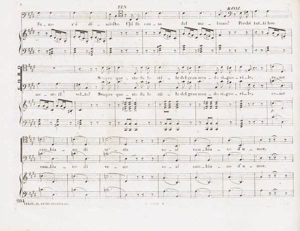 Il finto Stanislao / Melodramma giocoso in due atti di Felice Romani ; posto in musica dal maestro Giuseppe Verdi ; Riduzione per canto con accompagnamento di pianoforte dei maestri L. Truzzi, A. Rajneri e C. Dominiceti