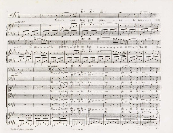 Il finto Stanislao / Melodramma giocoso in due atti di Felice Romani ; posto in musica dal maestro Giuseppe Verdi ; Riduzione per canto con accompagnamento di pianoforte dei maestri L. Truzzi, A. Rajneri e C. Dominiceti
