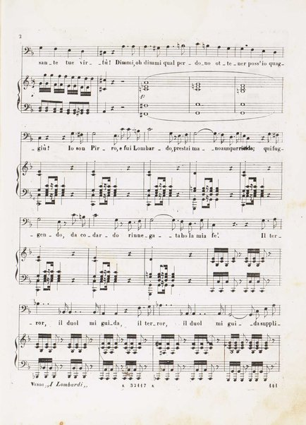 I Lombardi alla prima crociata / Dramma lirico in quattro atti di Temistocle Solera ; posto in musica [...! da G. Verdi ; Riduzione per canto e pianoforte di Luigi Truzzi e P. Tonassi