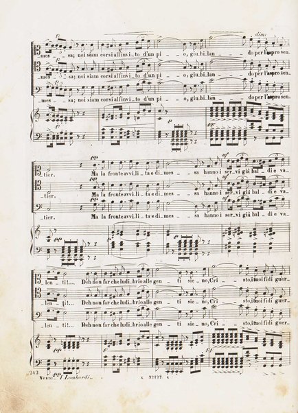 I Lombardi alla prima crociata / Dramma lirico in quattro atti di Temistocle Solera ; posto in musica [...! da G. Verdi ; Riduzione per canto e pianoforte di Luigi Truzzi e P. Tonassi