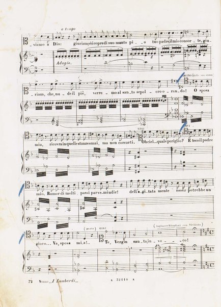 I Lombardi alla prima crociata / Dramma lirico in quattro atti di Temistocle Solera ; posto in musica [...! da G. Verdi ; Riduzione per canto e pianoforte di Luigi Truzzi e P. Tonassi