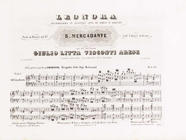 Leonora : Melodramma in quattro atti / di Marco d'Arienzo ; posto in musica del M.° S. Mercadante