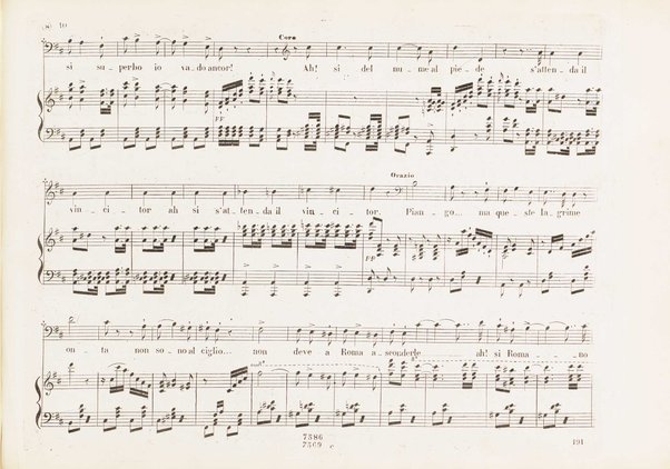 Orazi e Curiazi : tragedia lirica in 3 atti / di S. Cammarano ; posta in musica pel R. Teatro di S. Carlo (ov'è stata rappresentata al 10 Novembre 1846) dal maestro Saverio Mercadante