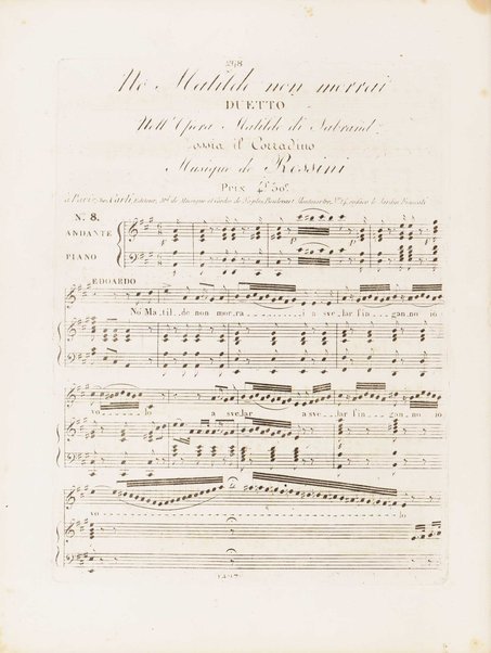 Matilde di Shabran ossia il Corradino : opera semi-seria in due atti / Musica di G. Rossini