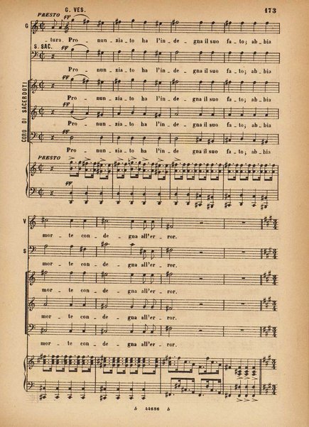 La Vestale : melodramma in tre atti / G. Spontini ; opera completa per canto e pianoforte