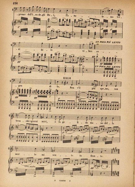 La Vestale : melodramma in tre atti / G. Spontini ; opera completa per canto e pianoforte