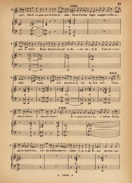 La Vestale : melodramma in tre atti / G. Spontini ; opera completa per canto e pianoforte